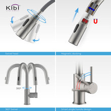 Kibi Luxe Single Handle High Arc Pull Down Kitchen Faucet With Soap Dispenser in Brushed Nickel Finish - C-KKF2011BN-KSD100BN