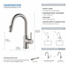 Kibi Luxe Single Handle High Arc Pull Down Kitchen Faucet With Soap Dispenser in Brushed Nickel Finish - C-KKF2011BN-KSD100BN