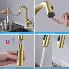 Kibi Luxe Single Handle High Arc Pull Down Kitchen Faucet in Brushed Gold Finish - KKF2011BG