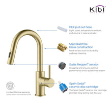 Kibi Luxe Single Handle High Arc Pull Down Kitchen Faucet in Brushed Gold Finish - KKF2011BG