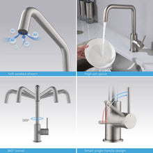 Kibi Macon Single Handle High Arc Kitchen Bar Sink Faucet With Soap Dispenser in Brushed Nickel Finish - C-KKF2012BN-KSD100BN