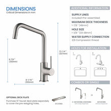 Kibi Macon Single Handle High Arc Kitchen Bar Sink Faucet With Soap Dispenser in Brushed Nickel Finish - C-KKF2012BN-KSD100BN