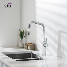Kibi Macon Single Handle High Arc Pull Down Kitchen Faucet With Soap Dispenser in Chrome Finish - C-KKF2007CH-KSD100CH