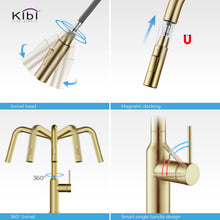 Kibi Macon Single Handle High Arc Pull Down Kitchen Faucet in Brushed Gold Finish - KKF2007BG