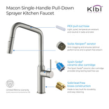 Kibi Macon Single Handle High Arc Pull Down Kitchen Faucet in Brushed Nickel Finish - KKF2007BN