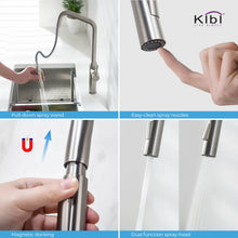 Kibi Macon Single Handle High Arc Pull Down Kitchen Faucet in Brushed Nickel Finish - KKF2007BN