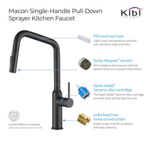 Kibi Macon Single Handle High Arc Pull Down Kitchen Faucet in Matte Black Finish - KKF2007MB