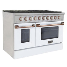 GREE Kucht 48 Inch Pro-Style KDF Series Customized Natural Gas Stainless Steel Dual Fuel Range with White Oven Door - KDF481-Customized W-Gold