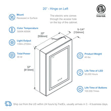 Blossom Asta – 20 Inches LED Medicine Cabinet - MCL2 2032L