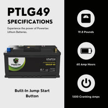 PowerTex 2022 Porsche Macan L4 2.0LReplacement Car Battery BCI Group 49 Lithium LiFePO4 Automotive Powertex Battery - PTLG49-024