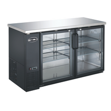 SABA - 24" Depth 60" Two Glass Door Commercial Back Bar Cooler (Black) - SBB-24-60G