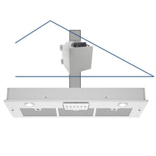 Awoco RH-IT06-M 14-1/2"D Super Quiet Split Insert Stainless Steel Range Hood, 4 Speeds With A 6" Blower Unit, 800CFM, Mesh Filters, LED Lights - RH-IT06-M30-COLD-MESH