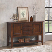 Sunset Trading Andrews Sideboard with Large Display Shelf | 3 Drawers 2 Storage Cabinets | Chestnut Brown  - DLU-ADW1122-SB-CT