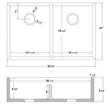 GREE ALFI brand 33 Inch Double Bowl Bamboo Kitchen Farm Sink  - (AB3321)