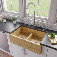 GREE ALFI brand 33 Inch Double Bowl Bamboo Kitchen Farm Sink  - (AB3321)