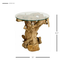 New Pacific Direct Rego Reclaimed Teak Root Side/ End Table w/ Glass Top -  9600003