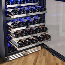 BODEGAcooler 24" 56 Bottles Dual Zone Compressor Wine Cooler with Wood Shelves
