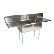 John Boos E2S8-1620-12T18 Two-Compartment E-Series Sink with 18" L&R Drainboards - JBE2S8162012T18