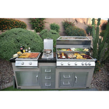 KoKoMo Teppanyaki, Griddle, Built-In BBQ Grill with Side Burner, Storage Drawers 7'6" - KO-7'6"-Tep-Side-5-Burn