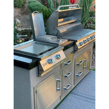 KoKoMo Teppanyaki, Griddle, Built-In BBQ Grill with Side Burner, Storage Drawers 7'6" - KO-7'6"-Tep-Side-5-Burn