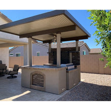 KoKoMo Barn Door TV Wall BBQ Island Pergola Firepit 4 Burner Built In BBQ St. Croix -odel# St.CroixBarnDoorTVWall