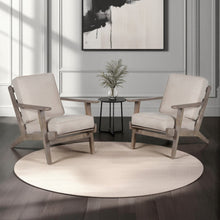 Amber Accent Chair, Handcrafted Washed Ash Gray Mango Wood, Beige Fabric Cushion - 1769673093663_612