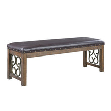 Char-Griller Ral 56 Inch Solid Wood Padded Bench, Metal Scroll Design, Nailhead, Brown - BM27 - SKU_1769839126060_433