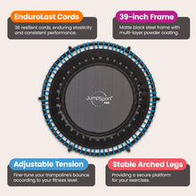 Disc-O-Bed JumpSport 350 PRO 39 Inch Fitness Trampoline with Blue EnduroLast Elastic Cords - 348950