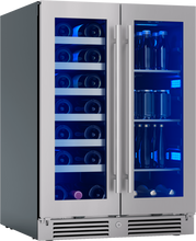 ZEPHYR Presrv Wine & Bev Cooler, 24in UC, SS+Gls, Fr Dr in Stainless Steel - PRWB24C32CG