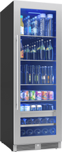 ZEPHYR Presrv Beverage Cooler, 24in Full Size, SS+Glass, Reversible Door, 1 Zone in Stainless Steel - PRB24F01BG