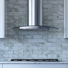 XO APPLIANCE XOM36GC 36" CCC 600/395 CFM Wall Chimney Hood Stainless/Glass in Stainless Steel - XOM36GC