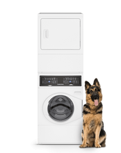 SPEED QUEEN SF7008WG SF7 Stacked White Washer - Gas Dryer with Pet Plus Sanitize Fast Cycle Times  - SF7008WG