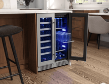 ZEPHYR Presrv Wine & Bev Cooler, 24in UC, SS+Gls, Fr Dr in Stainless Steel - PRWB24C32CG