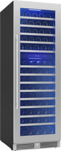 ZEPHYR Presrv Wine Cooler, 24in Full Size, SS+Glass, Reversible Door, 2 Zone in Stainless Steel - PRW24F02CG