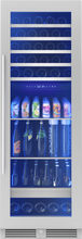 ZEPHYR Presrv Wine and Beverage Cooler, 24in, Full Size, SS+Glass, Reversible Door, 2 Zones in Stainless Steel - PRWB24F02BG