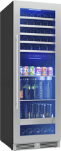 ZEPHYR Presrv Wine and Beverage Cooler, 24in, Full Size, SS+Glass, Reversible Door, 2 Zones in Stainless Steel - PRWB24F02BG