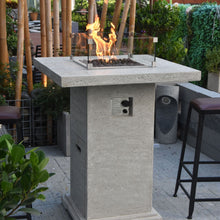 Elementi Montreal 34 in. x 34 in. Square Concrete Liquid Propane Fire Pit OFG221
