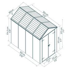 Palram - Canopia | Rubicon 6ft Ultra Durable Outdoor Storage Shed for Garden Dark Grey Series - HG9705GY