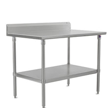 John Boos ST6R5-3084SSK 84" W x 30" D Stainless Steel Work Table, 5" Backsplash - JBST6R53084SSK